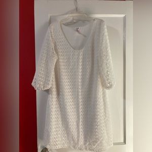 White lace lined dress size medium